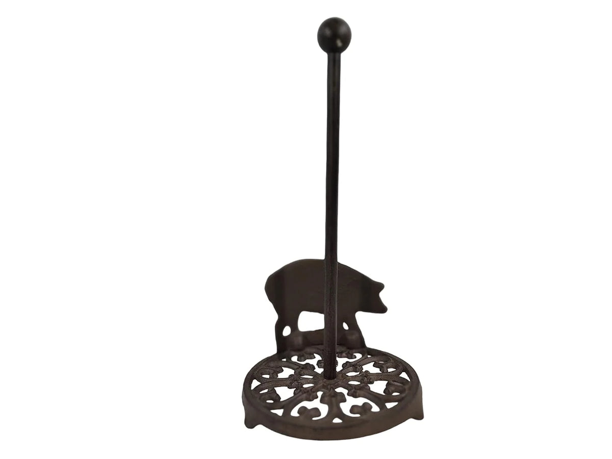 Cast Iron Brown Rustic Pig Paper Towel Holder Z865318