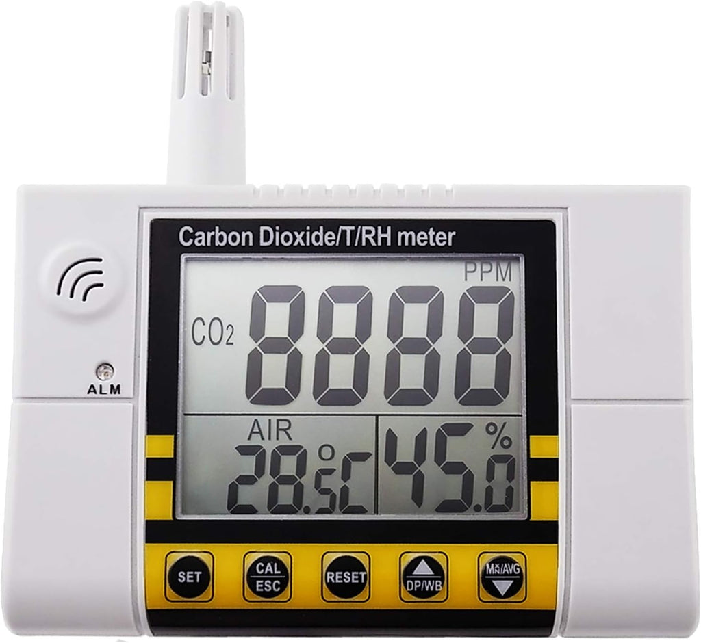 CO2 Detector Temperature Humidity 9999ppm NDIR Air Quality Monitor R5557