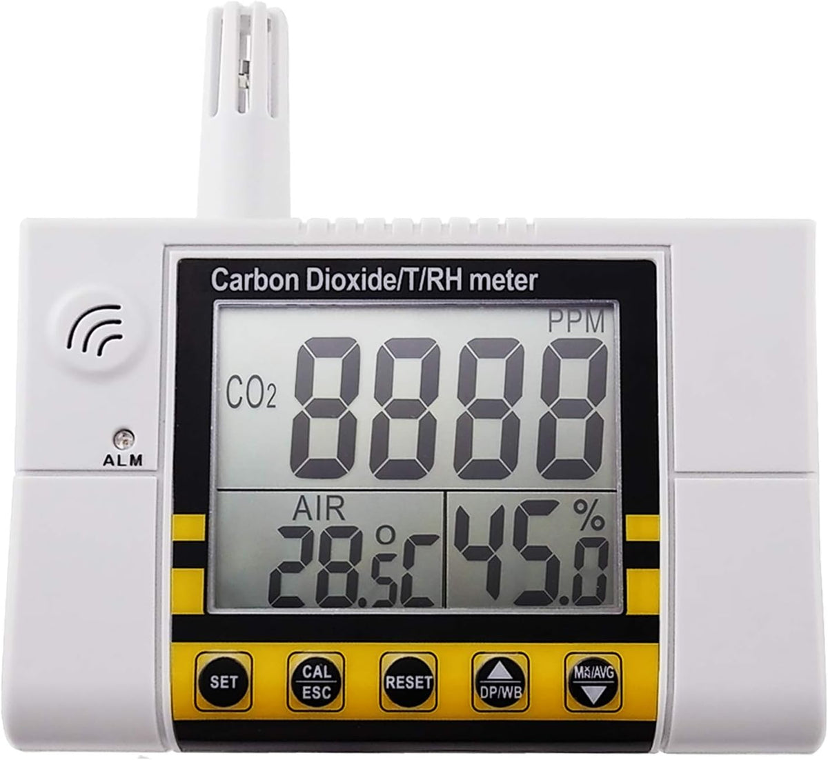 CO2 Detector Temperature Humidity 9999ppm NDIR Air Quality Monitor R5557