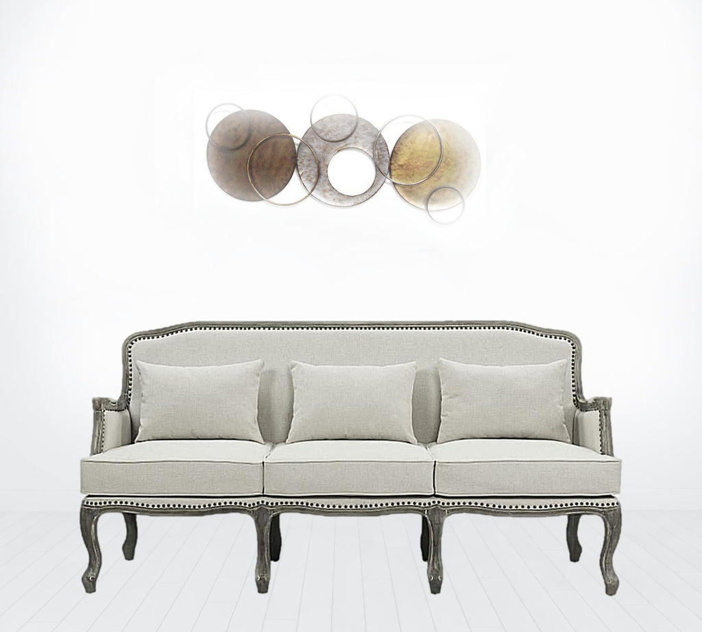 Cream Linen & Brown Sofa T94120
