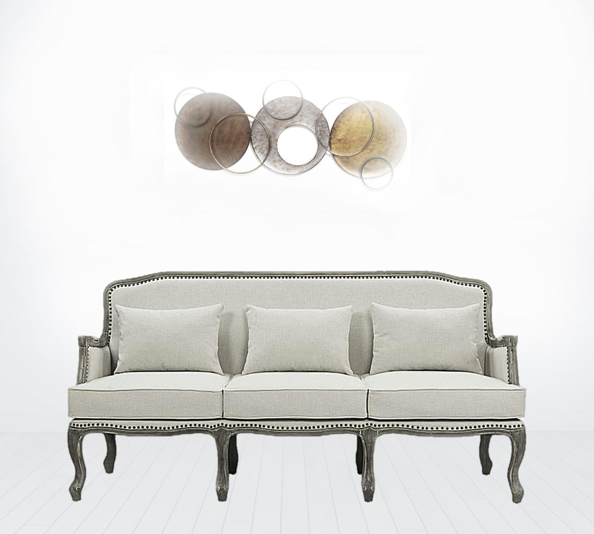 Cream Linen & Brown Sofa T94120