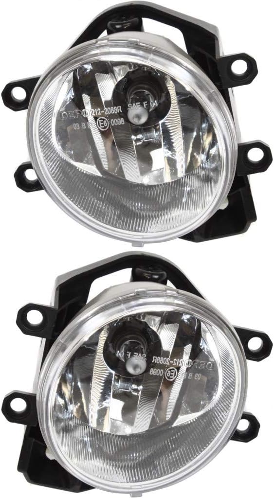 Fog Light Assembly for Toyota Prius C 2012 2013 2014 Driver and Passenger Side Pair Halogen Round W9259