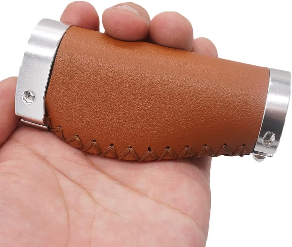 Brown Non-Slip PVC Microfiber Leather Ergonomic Double Lock-on Bike Handle Grips Y1642