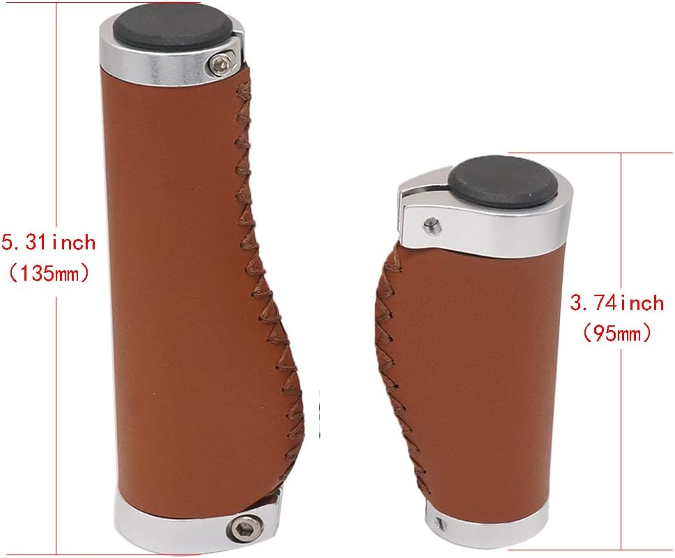 Brown Non-Slip PVC Microfiber Leather Ergonomic Double Lock-on Bike Handle Grips Y1642