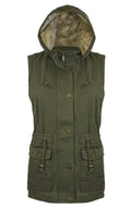 Olive Ladies' Canvas Utility Vest with Removable Hood U168