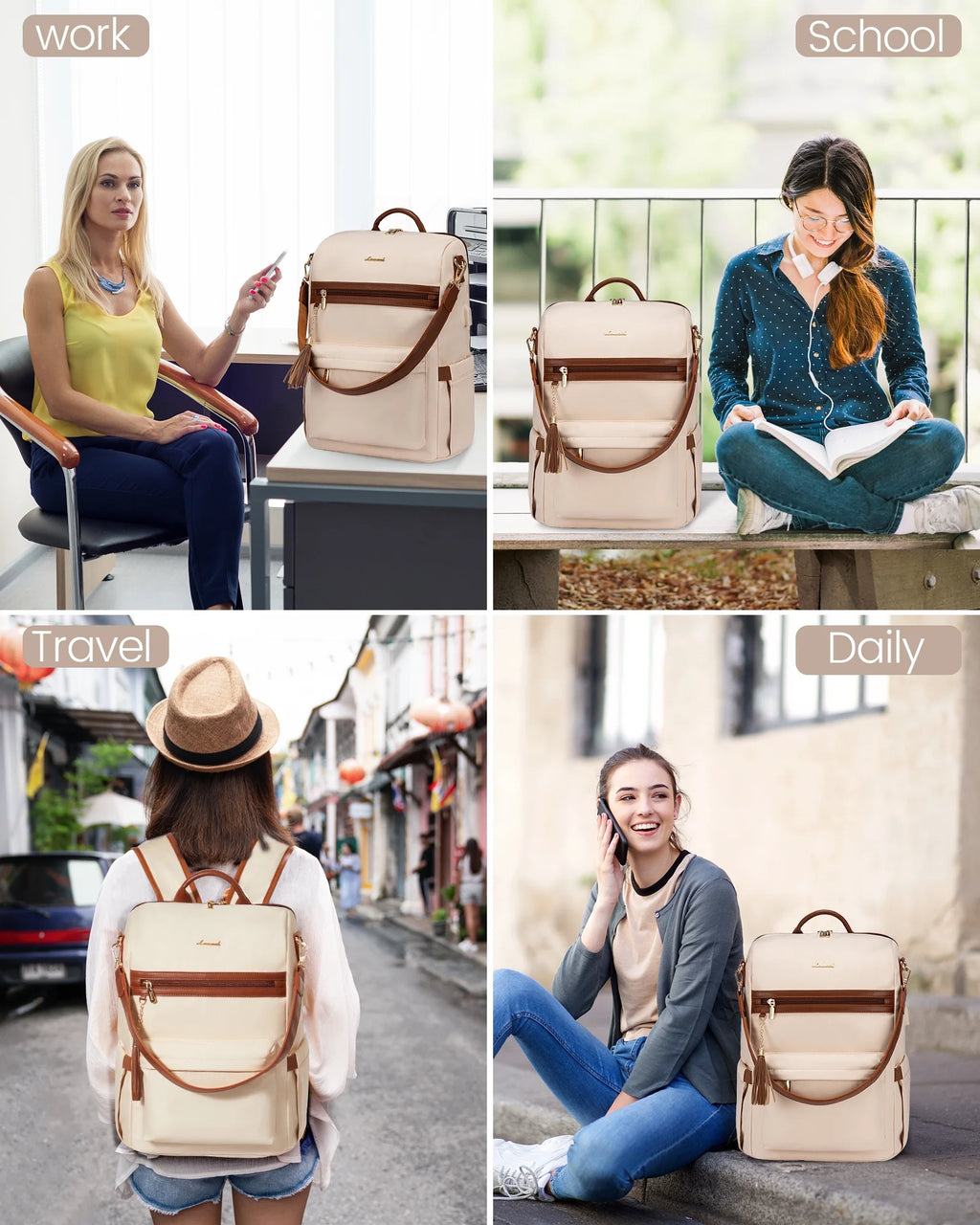 15.6" Laptop Backpack with USB Port Convertible Daypack N2149