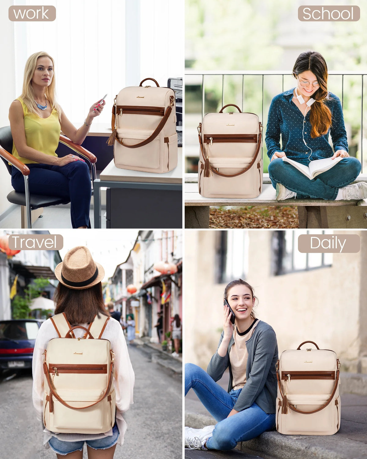 15.6" Laptop Backpack with USB Port Convertible Daypack N2149