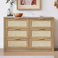 6 Drawer Rattan Wood Dresser Y83598
