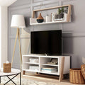 Beige 2-Piece TV Console with 6-Shelves T2538
