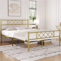 Twin Metal Bed Frame with Crisscross Headboard & Footboard, White J799293