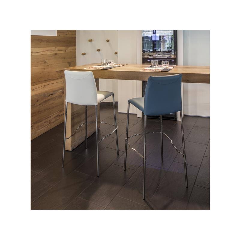 White Leather Chrome Bar Stool J582