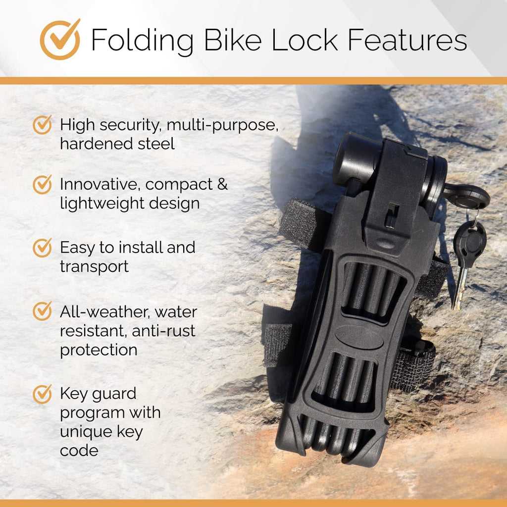 Heavy-Duty Hard Steel Folding Lock with U Lock and Cable A740981
