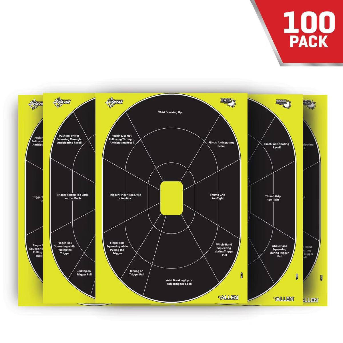 Splash Firearm Shooting Targets, 100-Pack, Black O303383