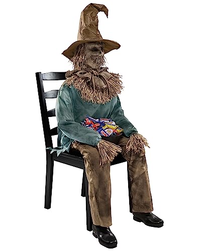 4.5 Ft Scary Sitting Scarecrow Animatronic Z117