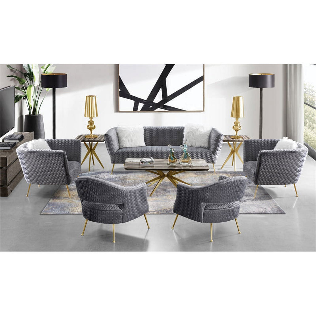 Grey Velvet Sofa with 2 Pillows B4366