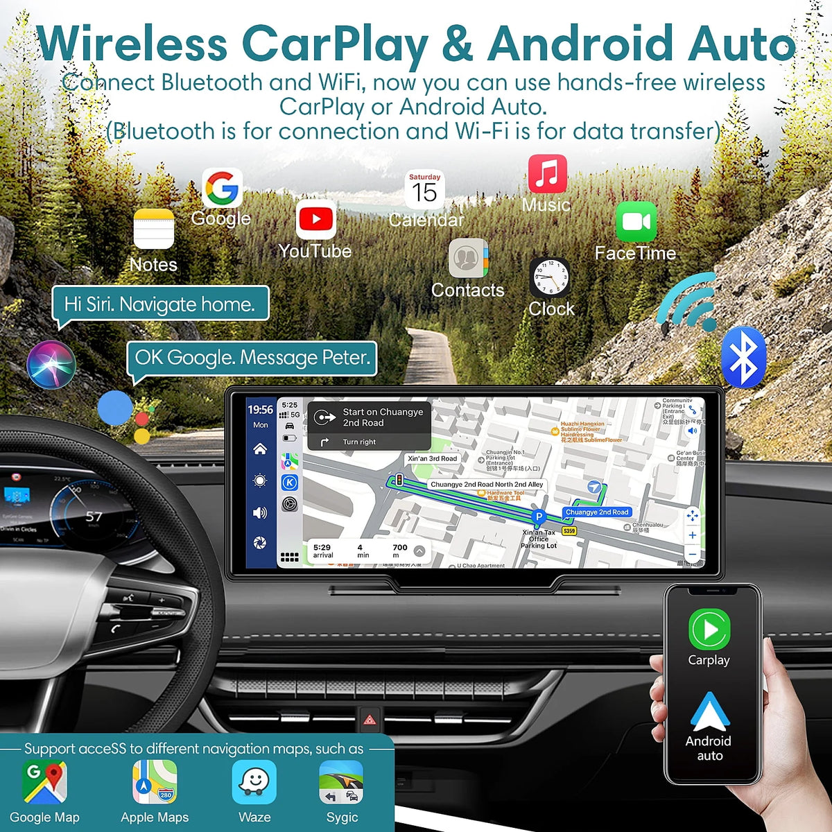 9.3 Portable Car Play Screen with Backup Camera H990
