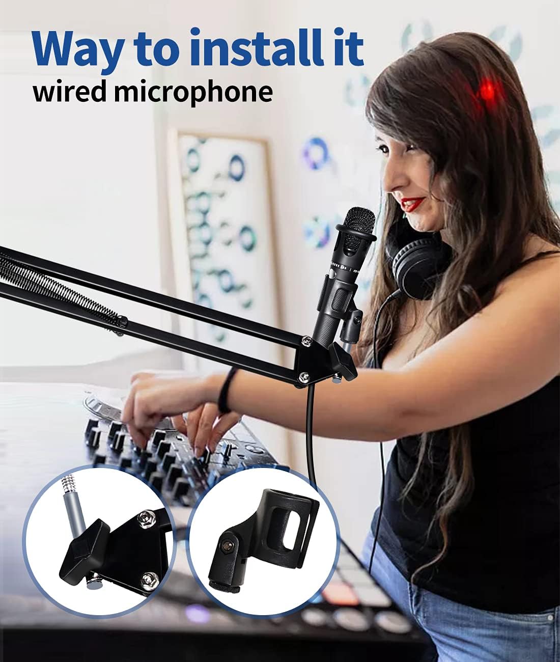 Microphone Isolation Shield Kit with Microphone Arm Boom Stand Absorbent Foam Z11009