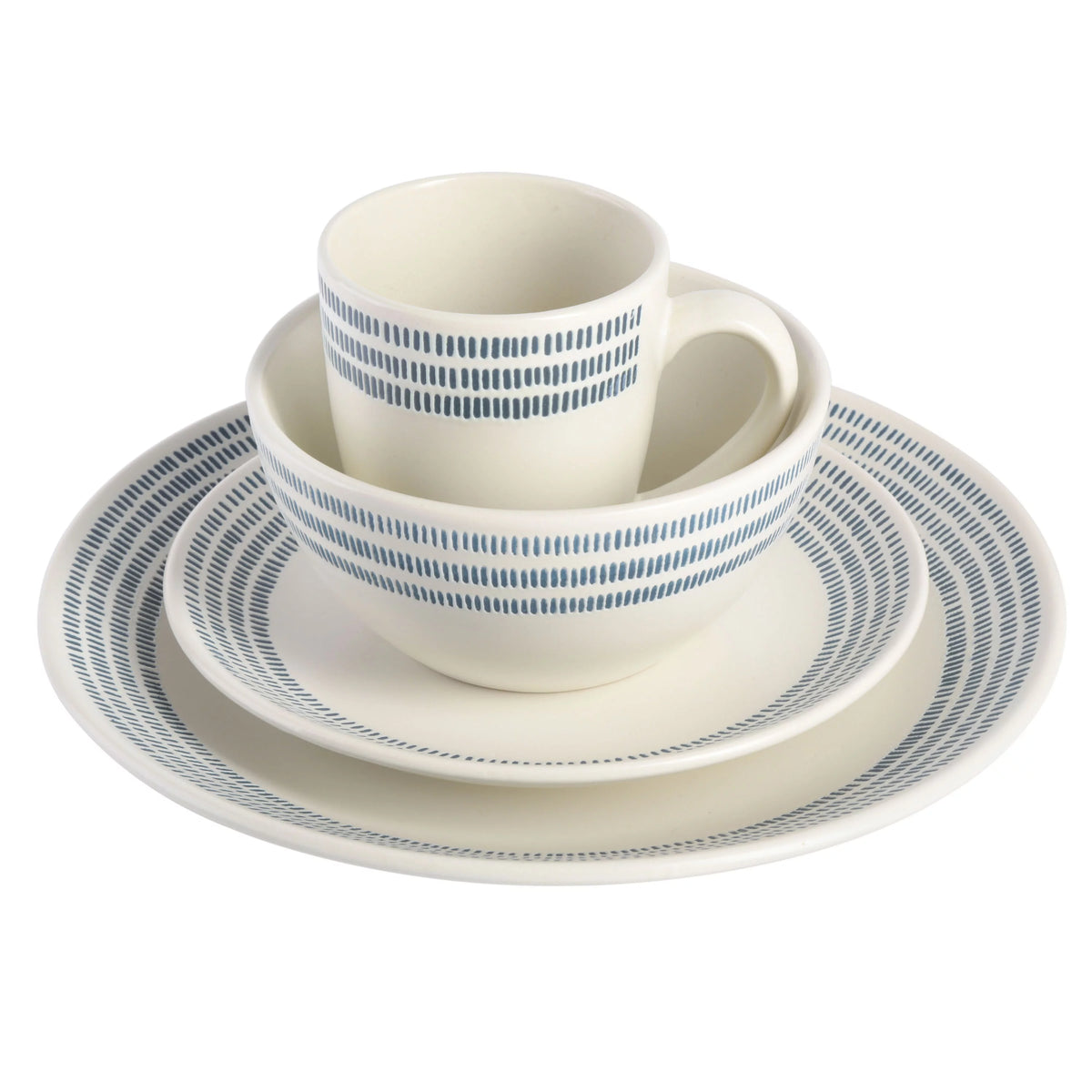 16-Piece White Stoneware Dinnerware Set I9871