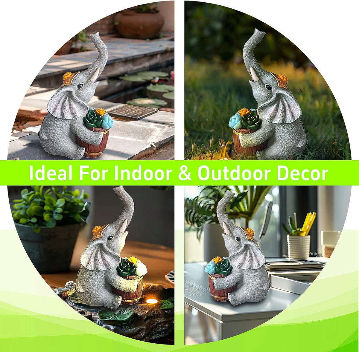 Solar Garden Elephant Statue Lights V5567