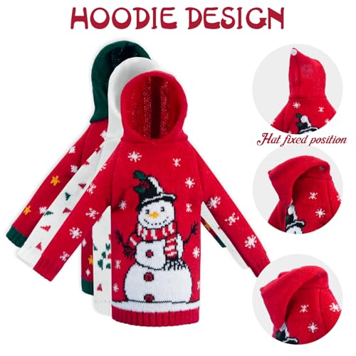 3Pcs Christmas Wine Bottle Covers Knitted Hoodie C234182