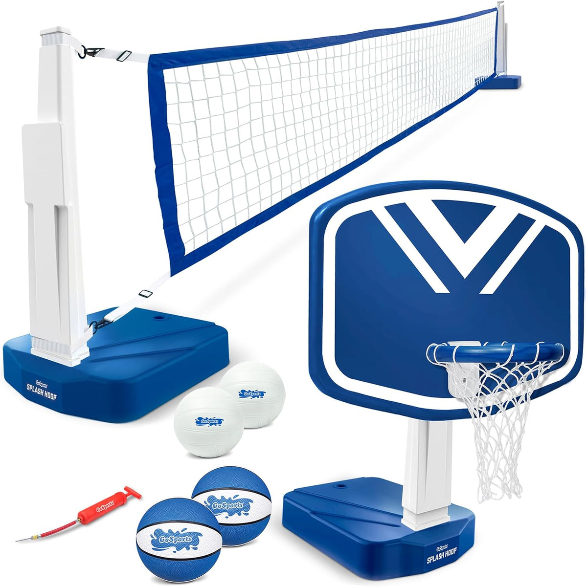 2-in-1 Pool Basketball Hoop & Volleyball Net Game Set G6154