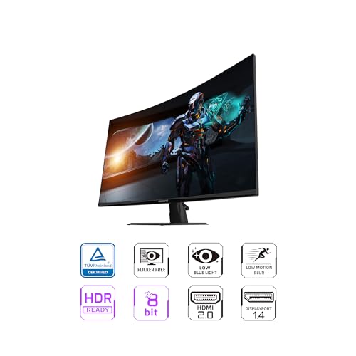 31.5" 165Hz 1440P Curved Gaming Monitor, VA 1500R Display, Black E63275