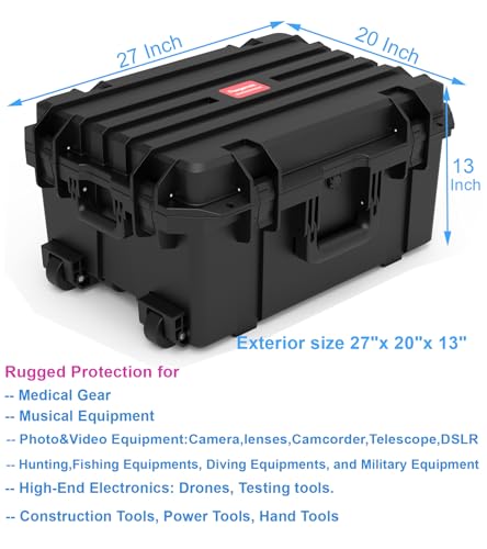 27 Inch Waterproof Hard Case with Wheels Customizable Foam C9426