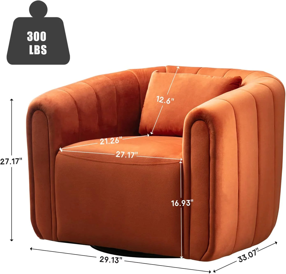 Orange Velvet Swivel Barrel Chair B193