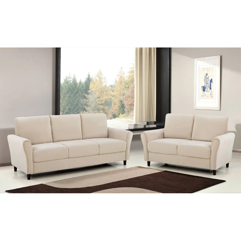 Ivory Velvet Sofa and Loveseat P687
