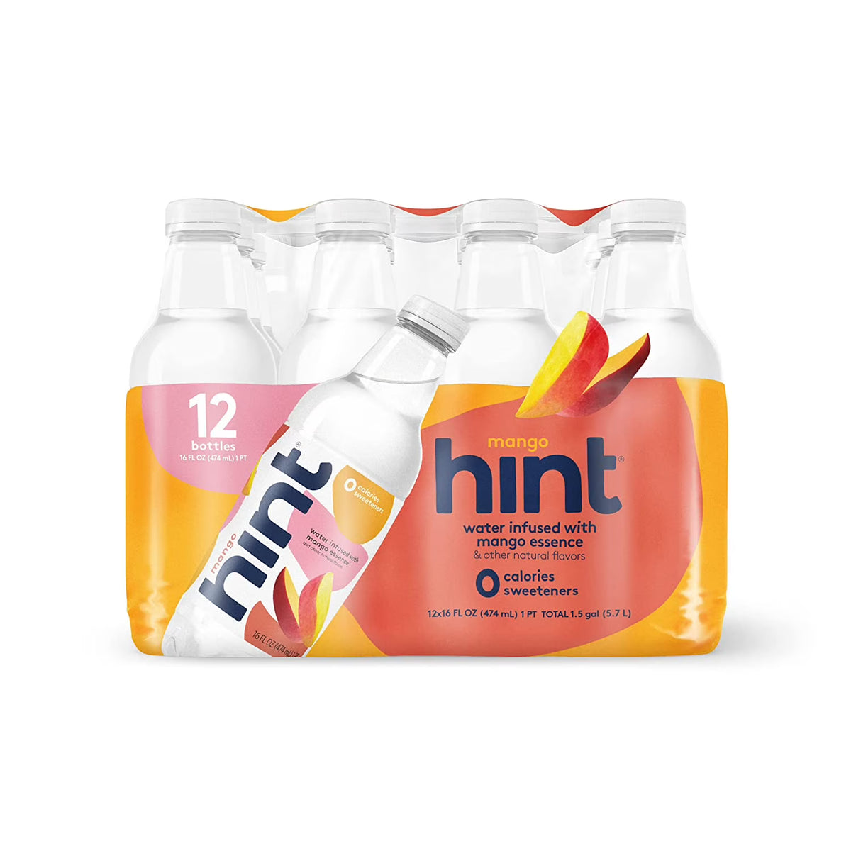 Mango Water, Pack of 12, 16 Ounce Bottles, Zero Sugar U5967