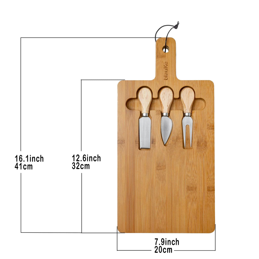 Bamboo Cheese Board and Knife Set 12x8 inch W73156