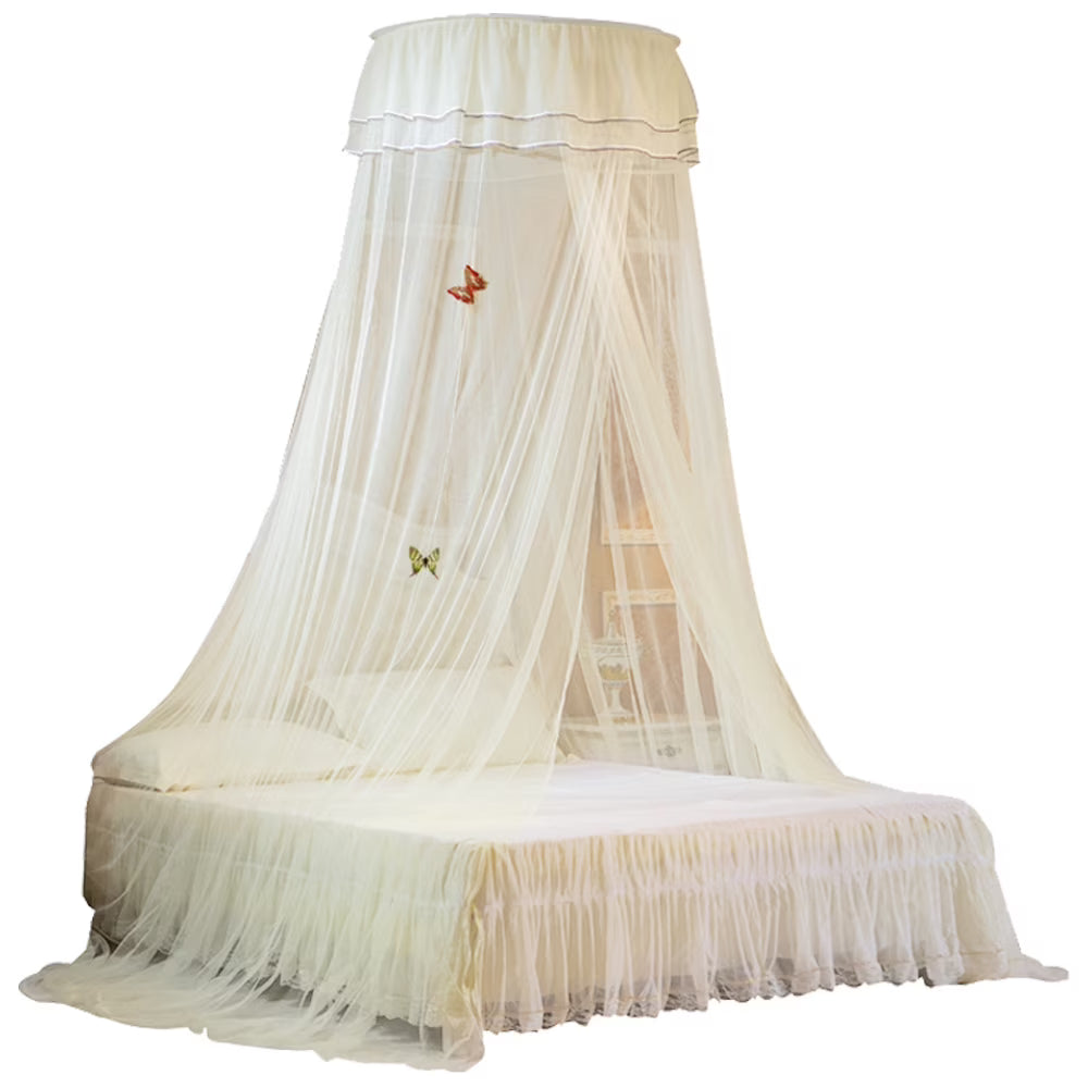 White Dome Bed Canopy Fine Mesh Net Lace Curtain X425