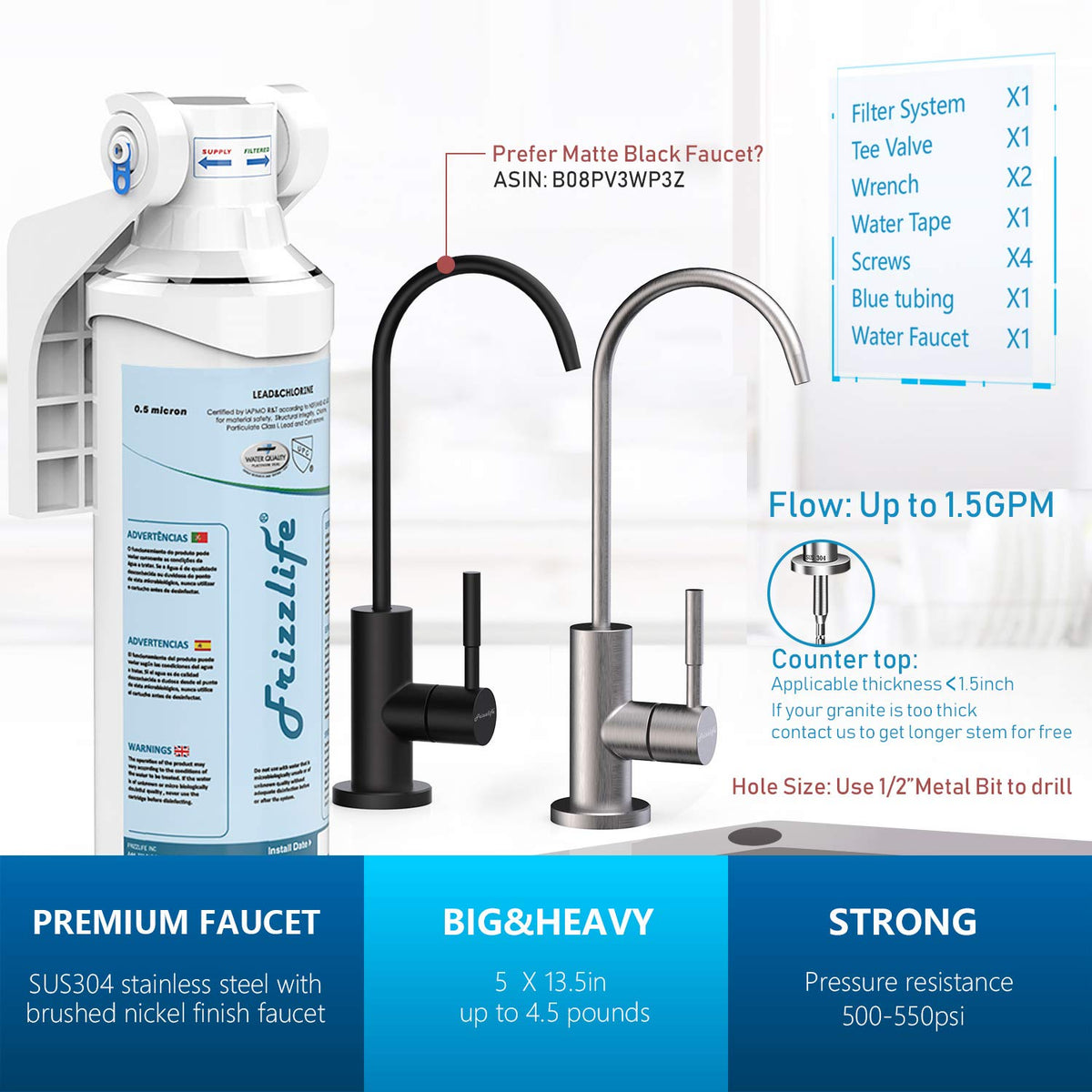 Under Sink Water Filter with Dedicated Faucet Z9655