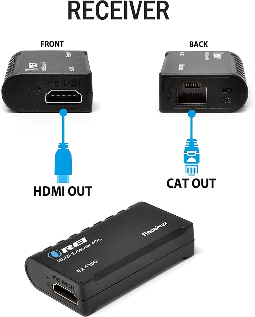 HDMI Extender Over CAT6/CAT7 RJ45 Upto 130 Feet 1080P Transmitter & Receiver Pack of 2 E28370