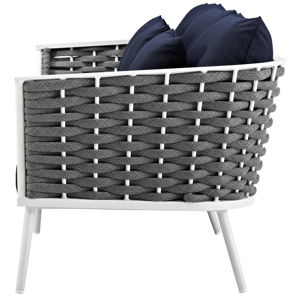 Navy Blue White Fabric Aluminum Sofa N5604