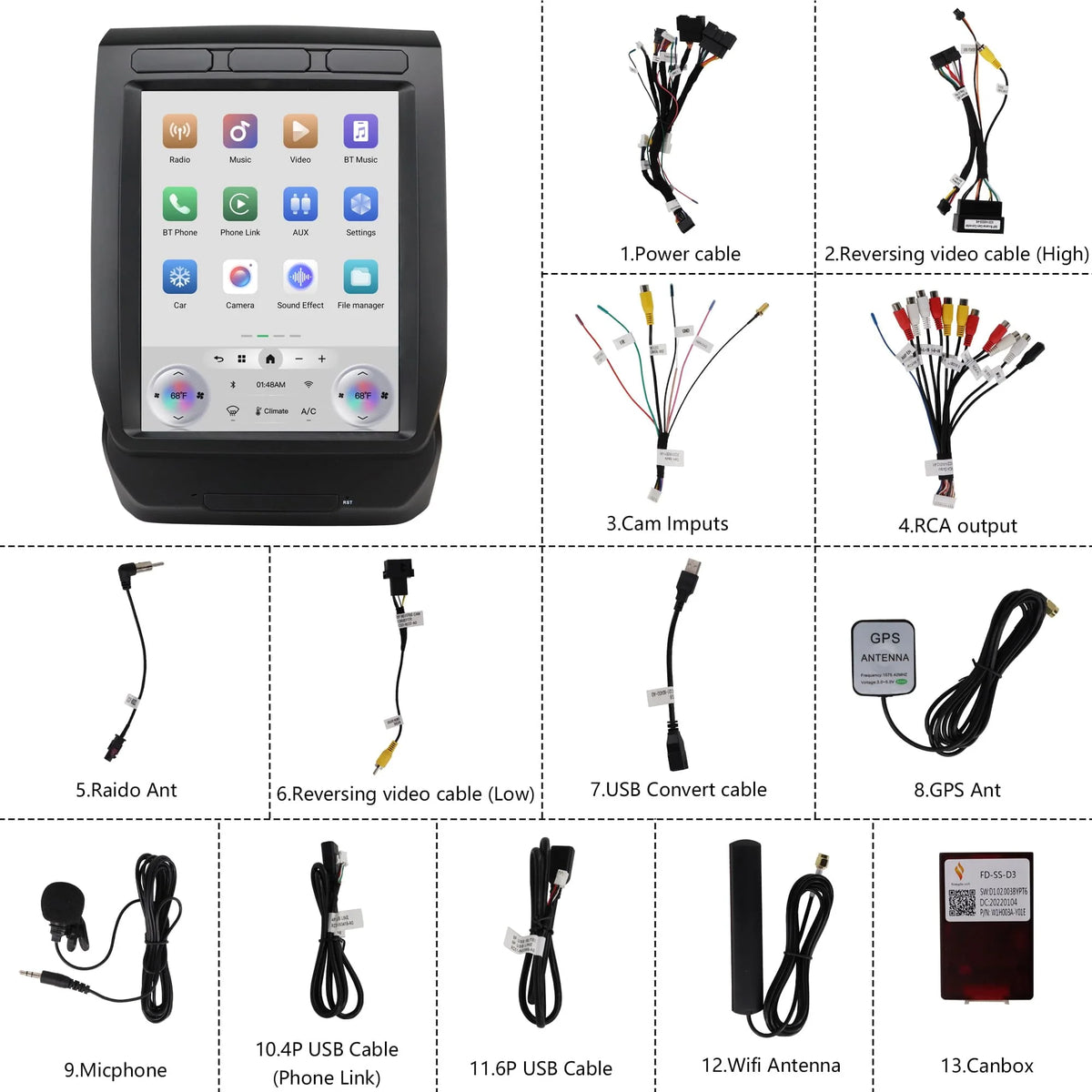 Car Radio CarPlay Stereo Android Head Unit Multimedia Player S5748