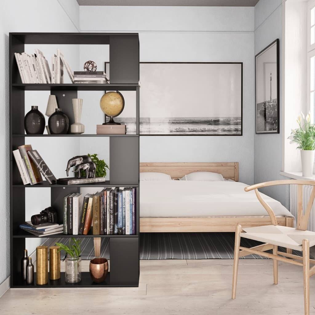 Black Chipboard Book Cabinet Room Divider Y2179