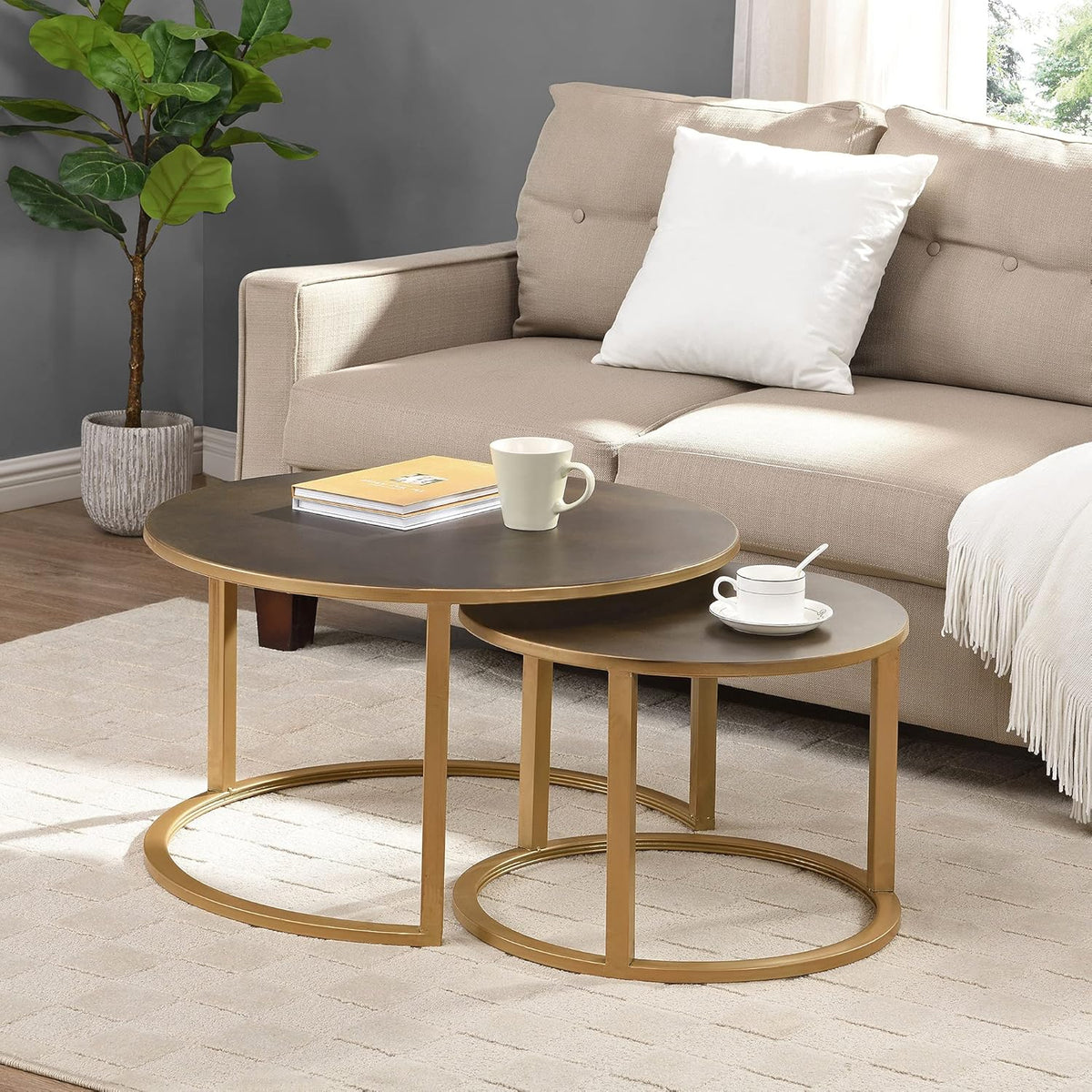 Silver Nesting Coffee Table 2-Piece Set J292375