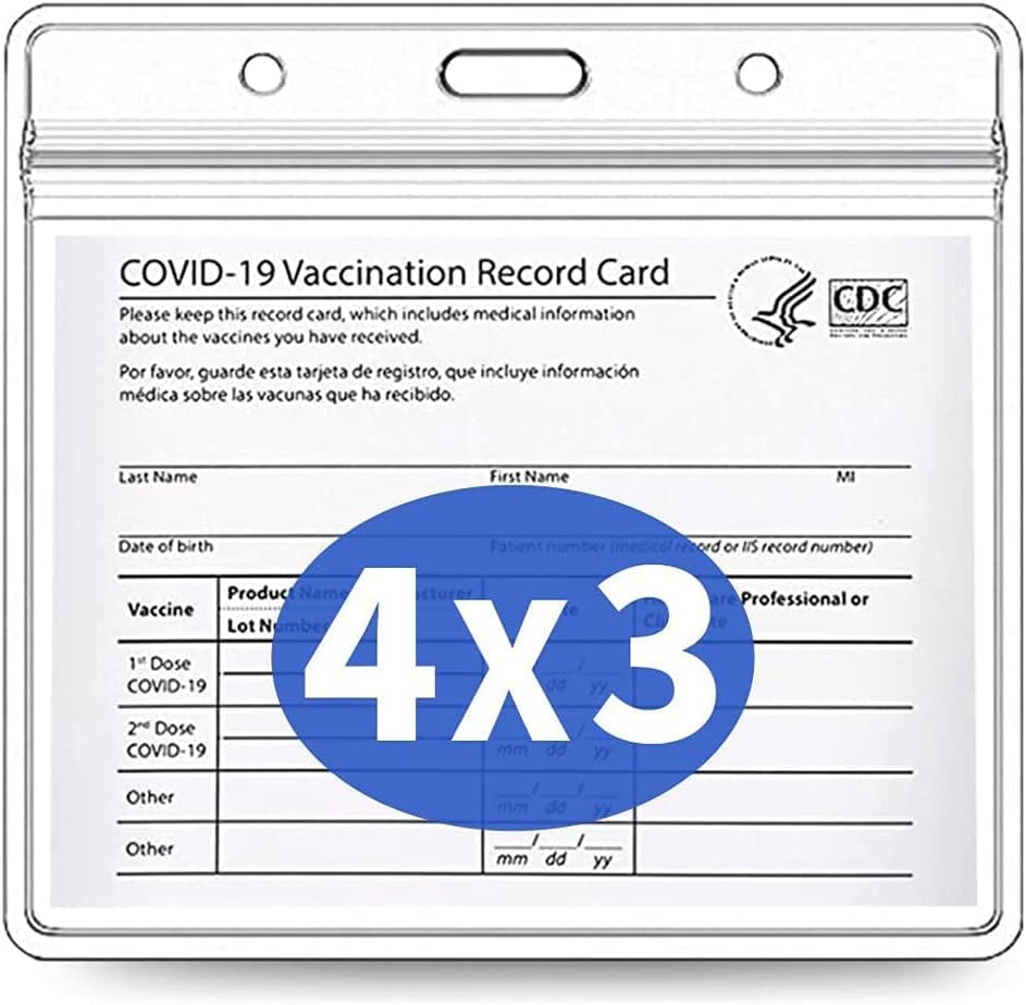 5 Pack 4 X 3 Inches Clear Vinyl Plastic Vaccine Card Holder J1701