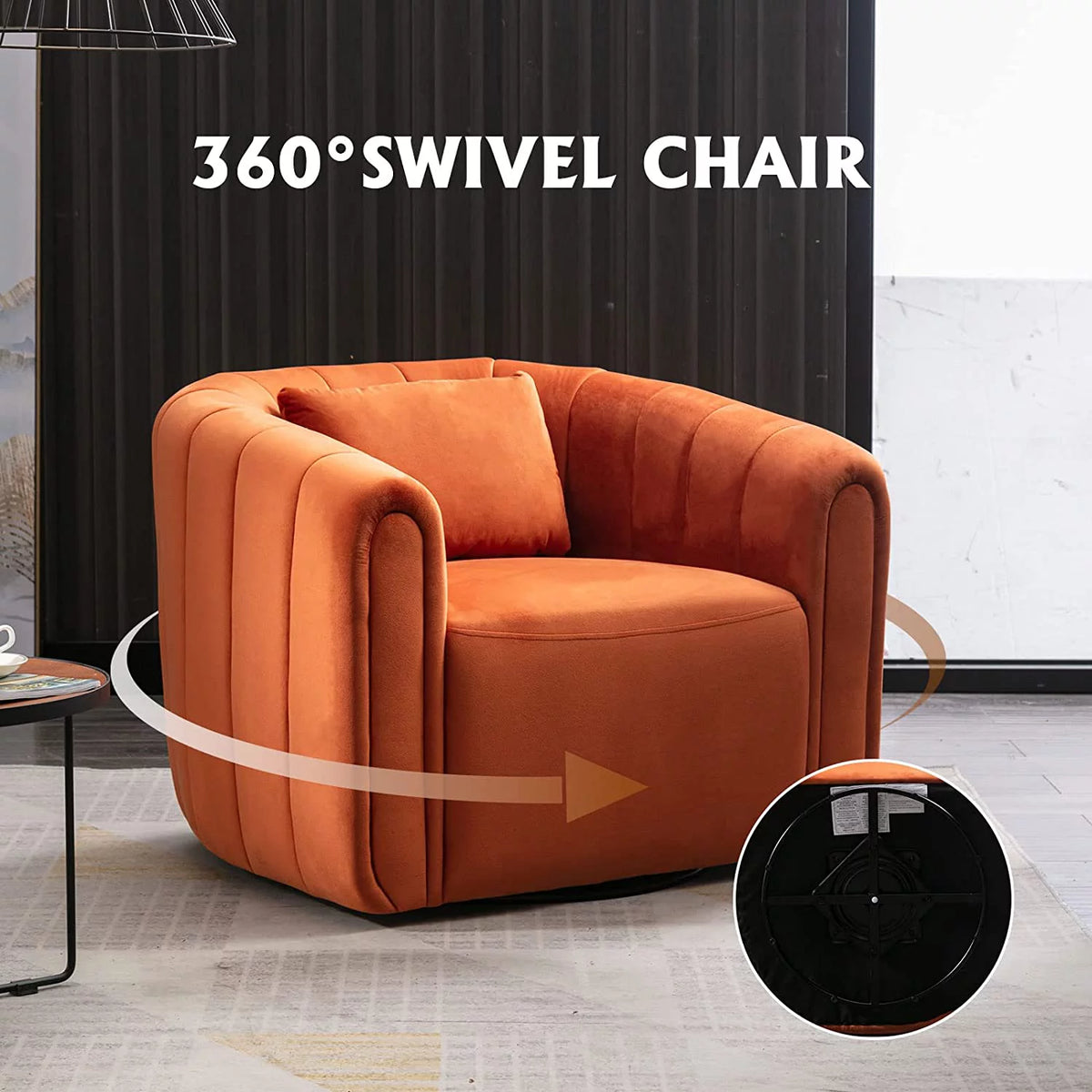Orange Velvet Swivel Barrel Chair B193