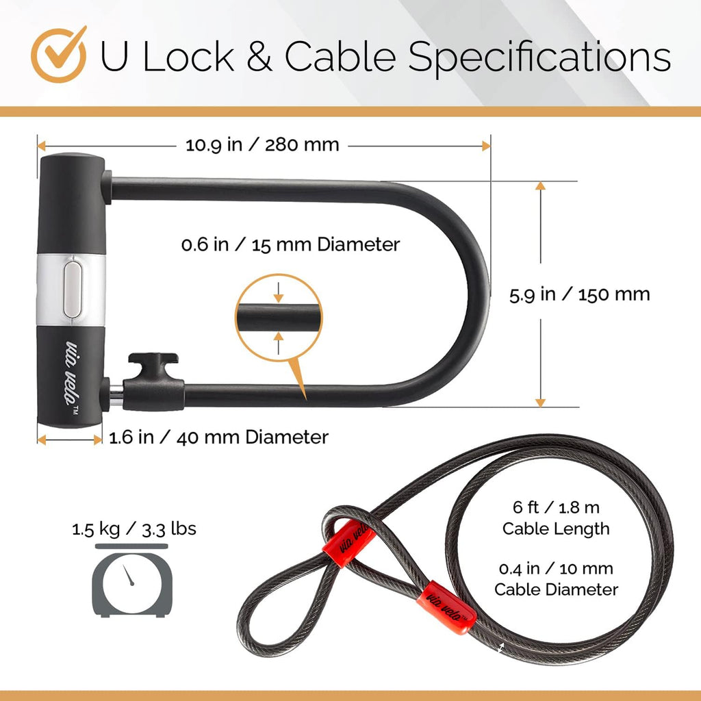 Heavy-Duty Hard Steel Folding Lock with U Lock and Cable A740981