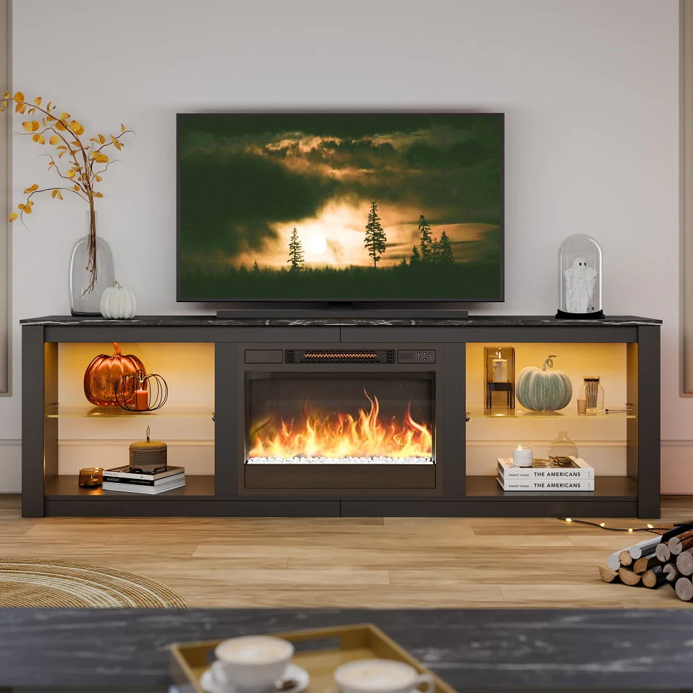 Black Electric Fireplace TV Stand C63376