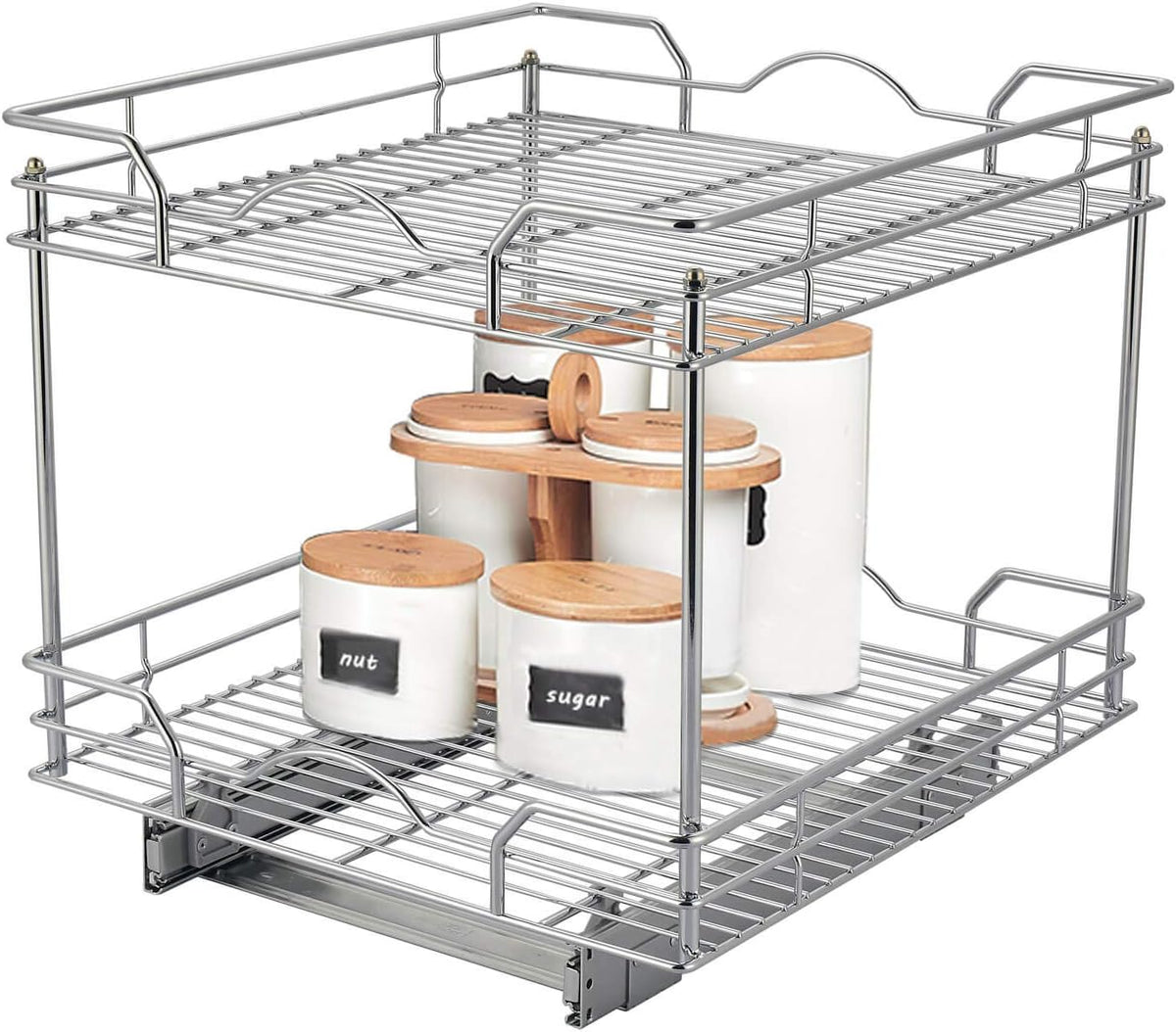 2 Tier Chrome Slide Out Cabinet Organizer J636534