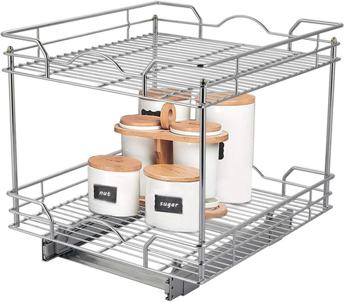 2 Tier Chrome Slide Out Cabinet Organizer J636534
