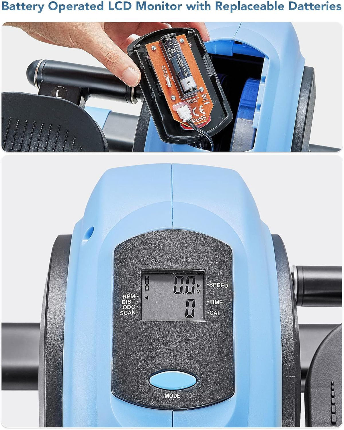 Under Desk Elliptical Pedal Exerciser with 8 Levels Adjustable Magnetic Resistance and LCD Monitor U238