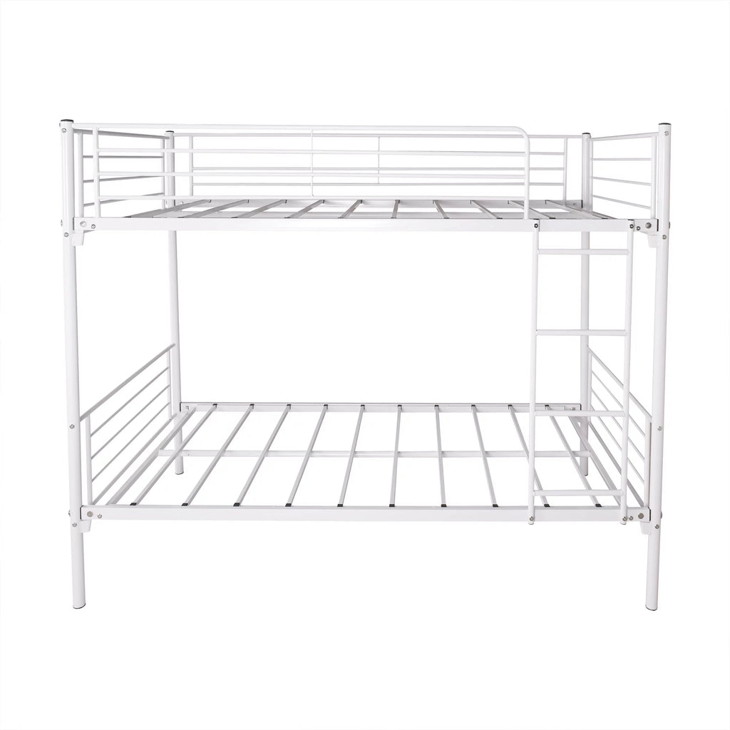 Twin-Over-Twin Bunk Bed with Metal Frame and Ladder White A93265