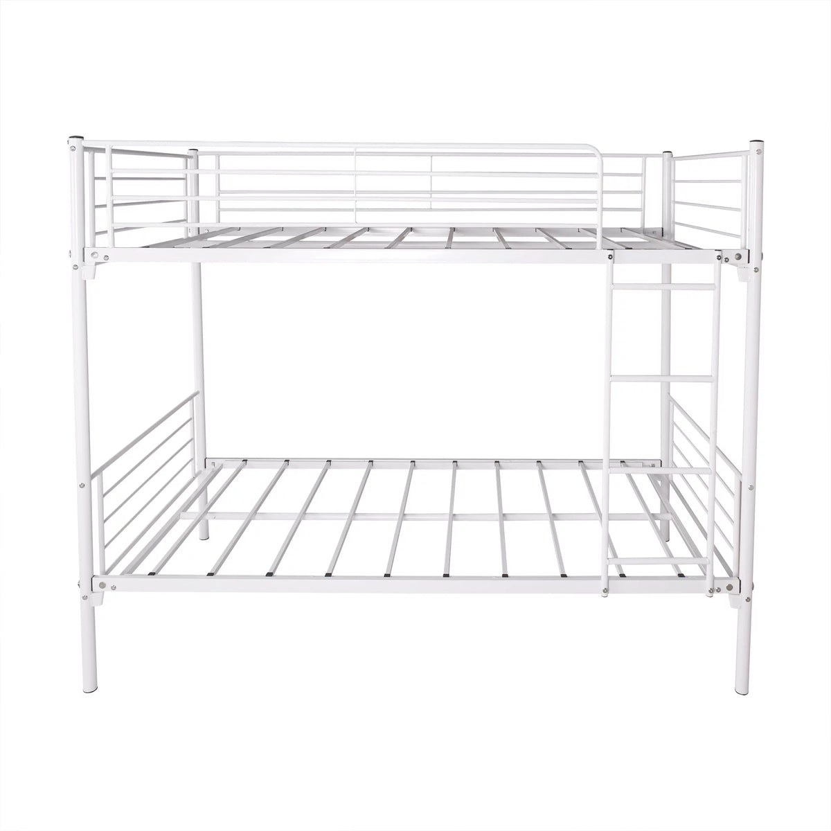 Twin-Over-Twin Bunk Bed with Metal Frame and Ladder White A93265