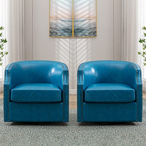 Brown Faux Leather Swivel Accent Chair Set of 2 B14942