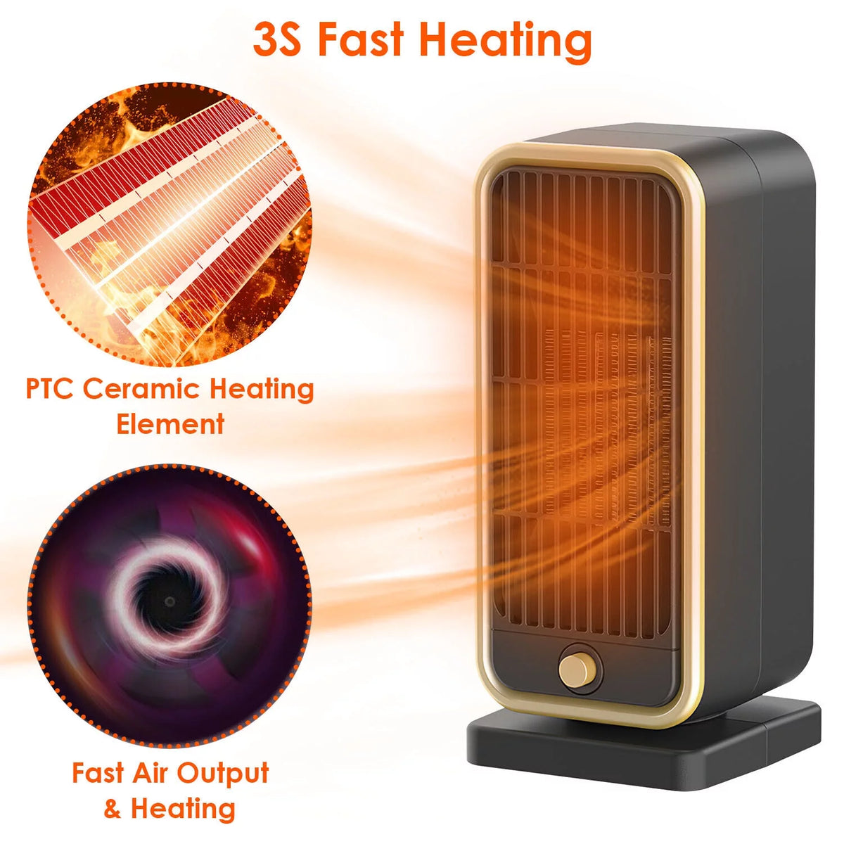 10" Portable Electric Ceramic Space Heater 500W O153