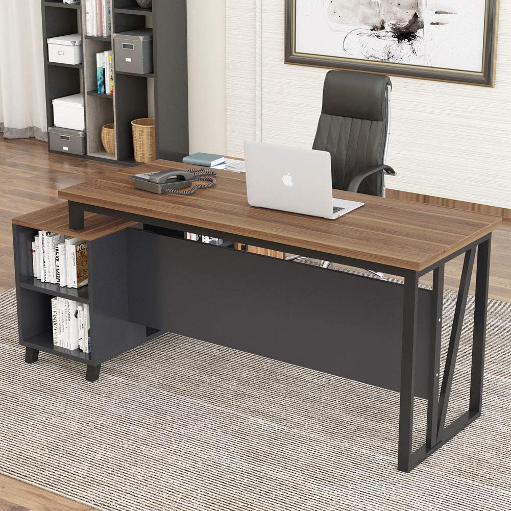 L-Shaped Desk with File Cabinet Storage D1123